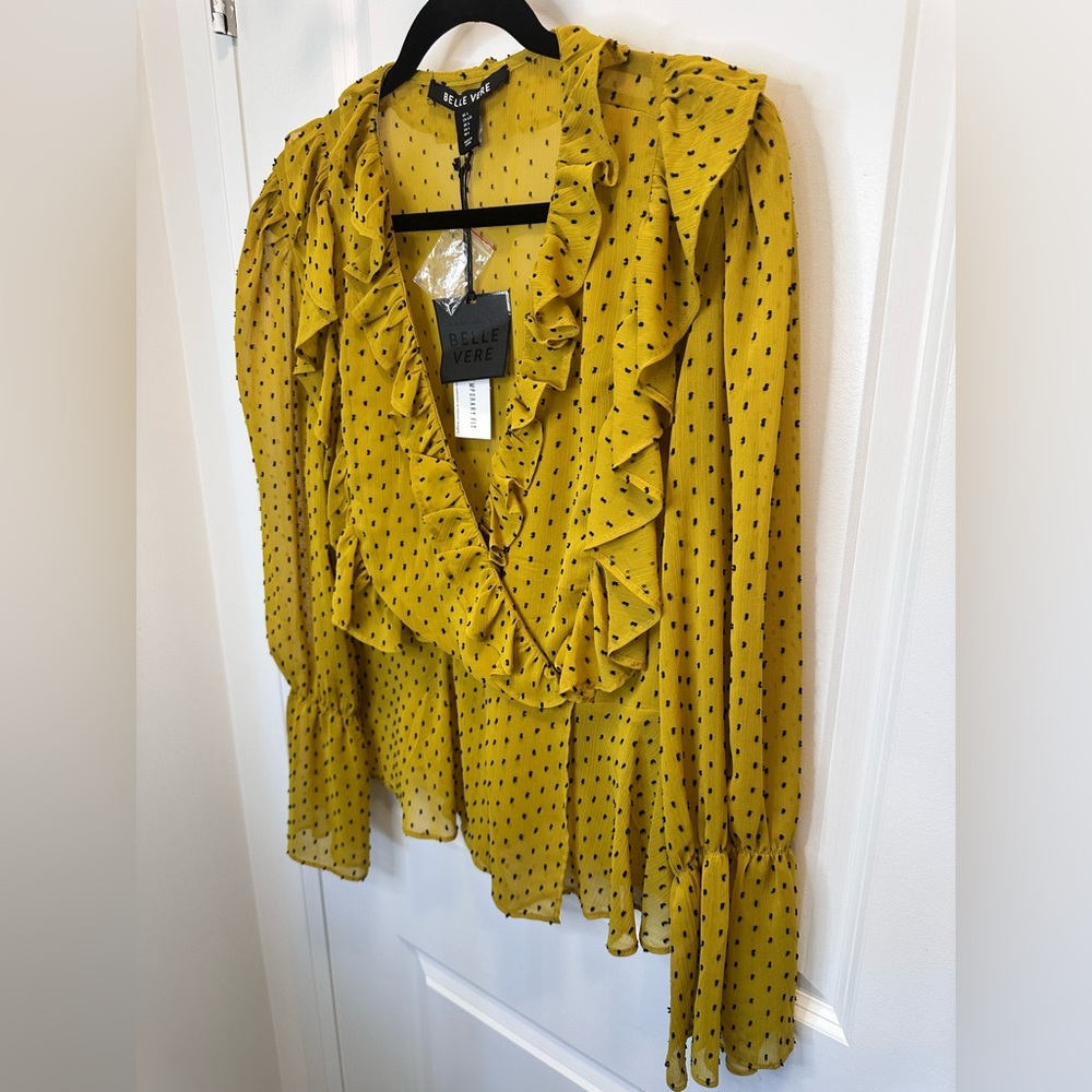 Dijon Ruffle Blouse with Dotted Pattern - Picture 2 of 4